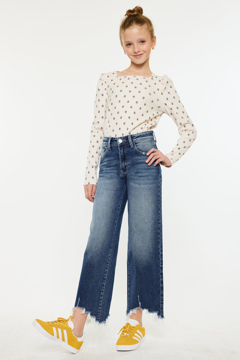 America High Rise Kids Cropped Wide Leg - Official Kancan USA