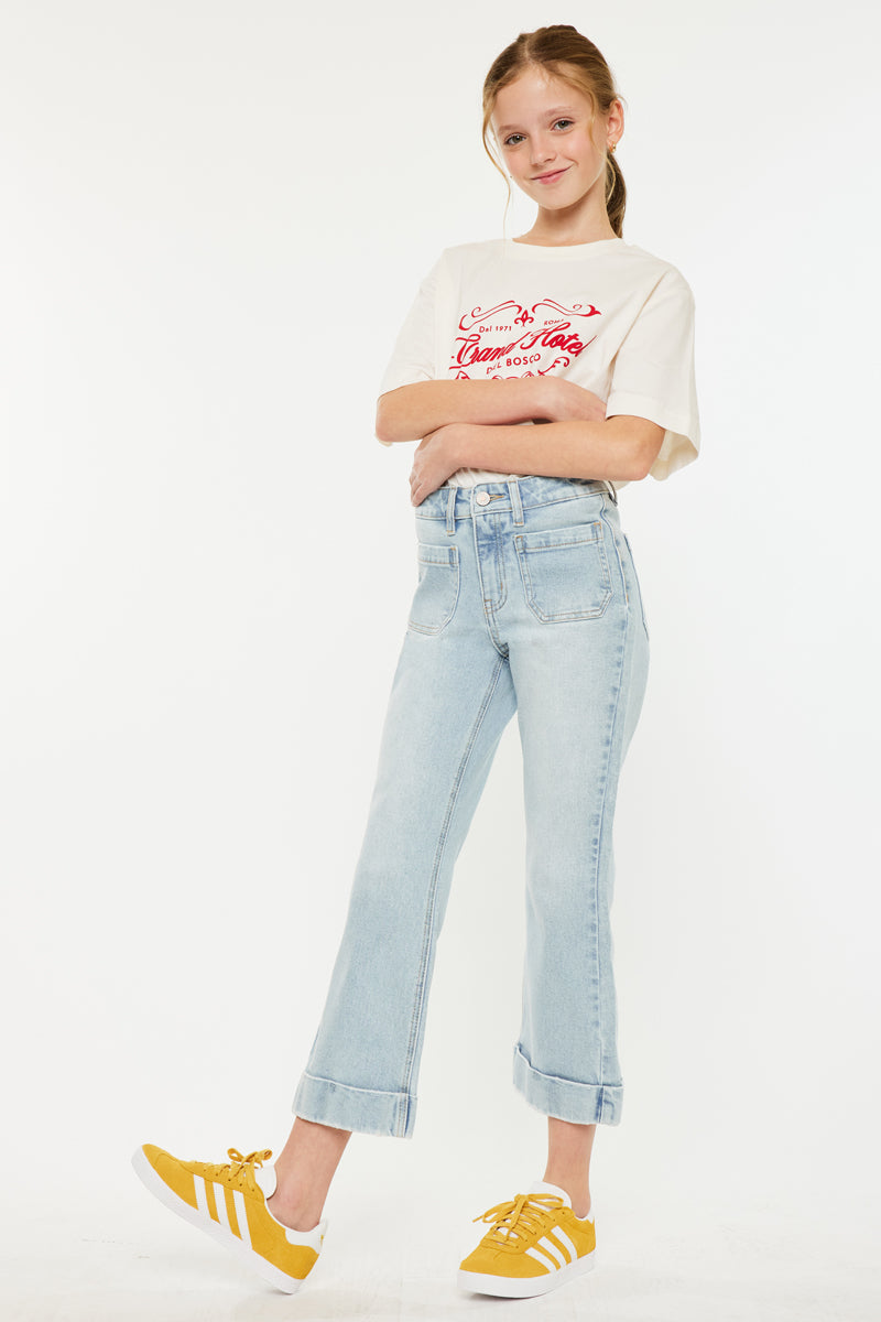 Evie High Rise Kids Cropped Flare Jeans - Official Kancan USA