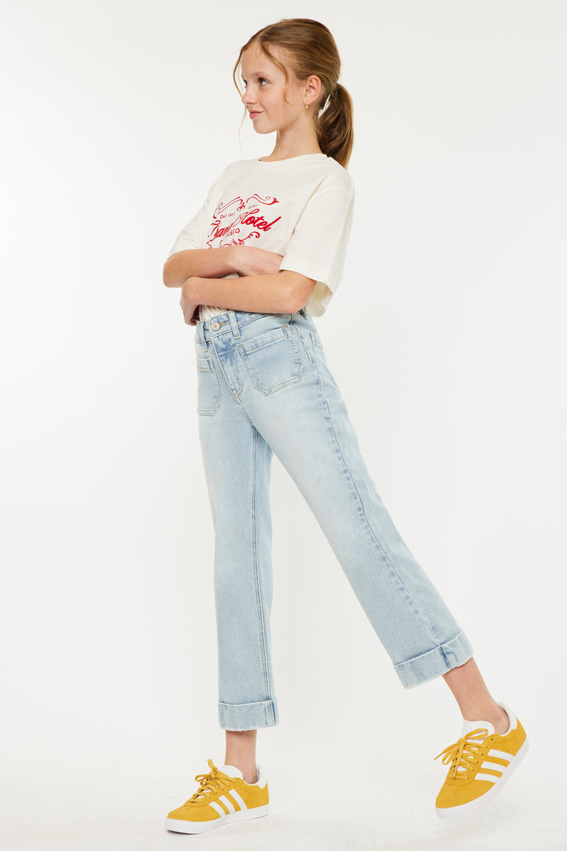 Evie High Rise Kids Cropped Flare Jeans - Official Kancan USA