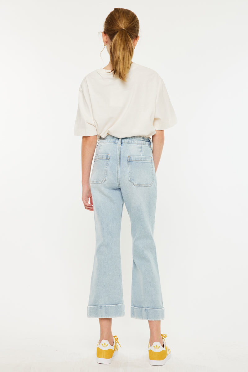 Evie High Rise Kids Cropped Flare Jeans - Official Kancan USA