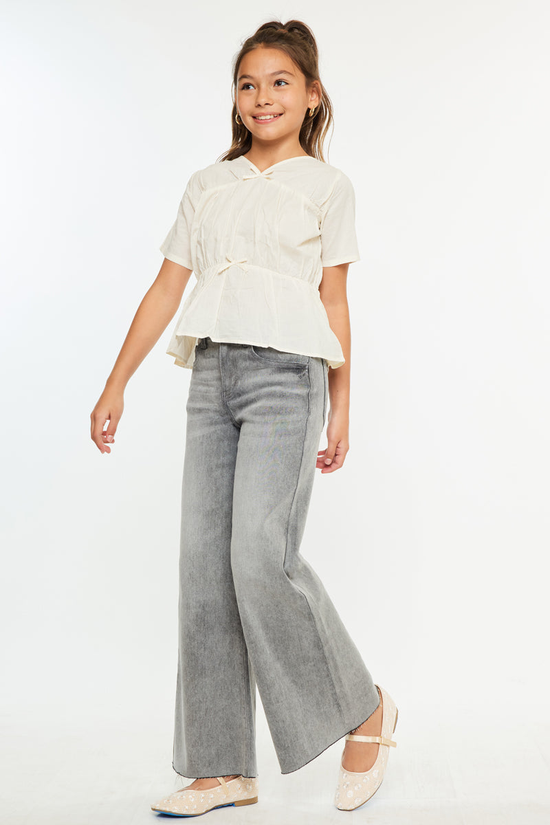 Kaitlyn High Rise Cropped Kids Palazzo Jeans - Official Kancan USA