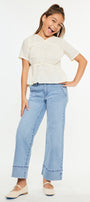 Darla High Rise Cropped Wide Kids Jeans - Official Kancan USA