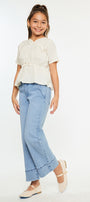 Darla High Rise Cropped Wide Kids Jeans - Official Kancan USA