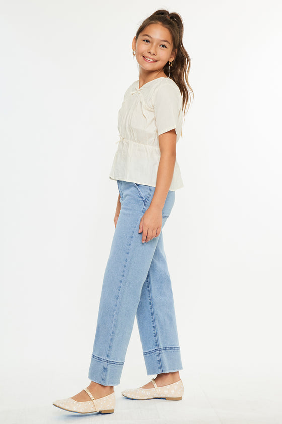 Darla High Rise Cropped Wide Kids Jeans - Official Kancan USA