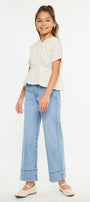 Darla High Rise Cropped Wide Kids Jeans - Official Kancan USA