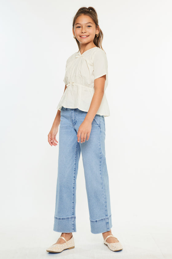 Darla High Rise Cropped Wide Kids Jeans - Official Kancan USA