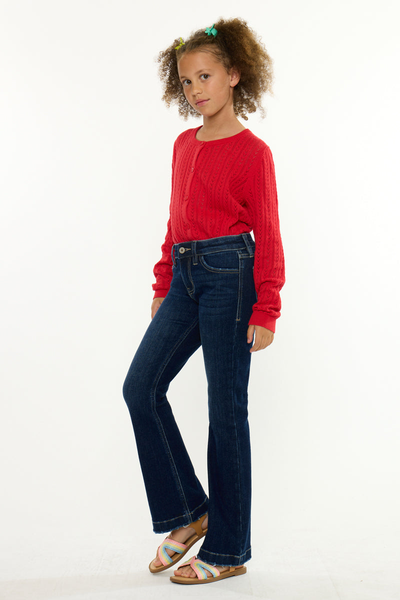 Aster Mid Rise Kids Flare Jeans – Stretch Dark & Medium Wash - Official Kancan USA