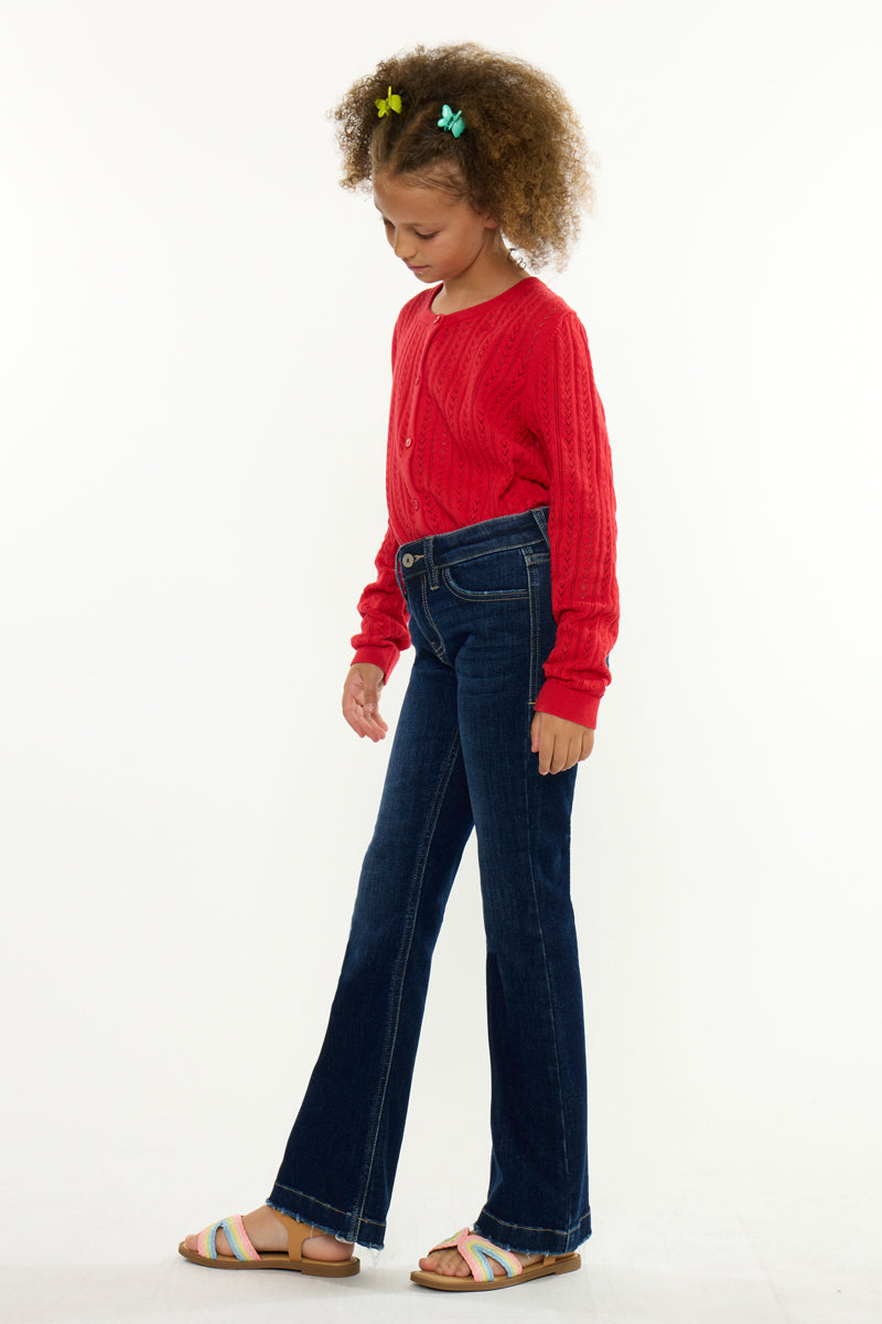 Aster Mid Rise Kids Flare Jeans – Stretch Dark & Medium Wash - Official Kancan USA