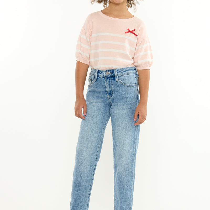 Halo Kids Mini Mom Jeans – Relaxed Tapered Comfort Stretch - Official Kancan USA