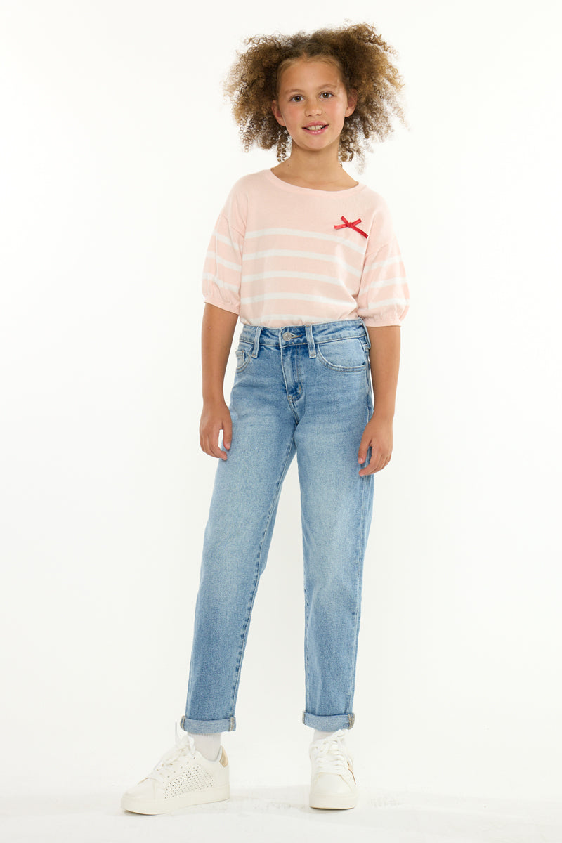 Halo Kids Mini Mom Jeans – Relaxed Tapered Comfort Stretch - Official Kancan USA