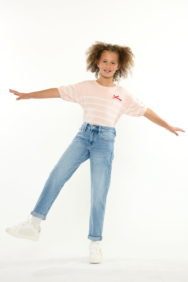 Halo Kids Mini Mom Jeans – Relaxed Tapered Comfort Stretch - Official Kancan USA