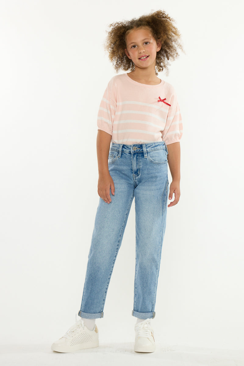 Halo Kids Mini Mom Jeans – Relaxed Tapered Comfort Stretch - Official Kancan USA