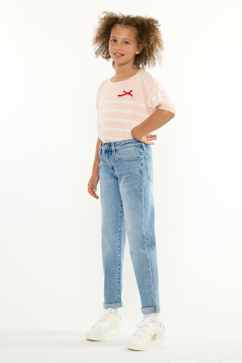 Halo Kids Mini Mom Jeans – Relaxed Tapered Comfort Stretch - Official Kancan USA
