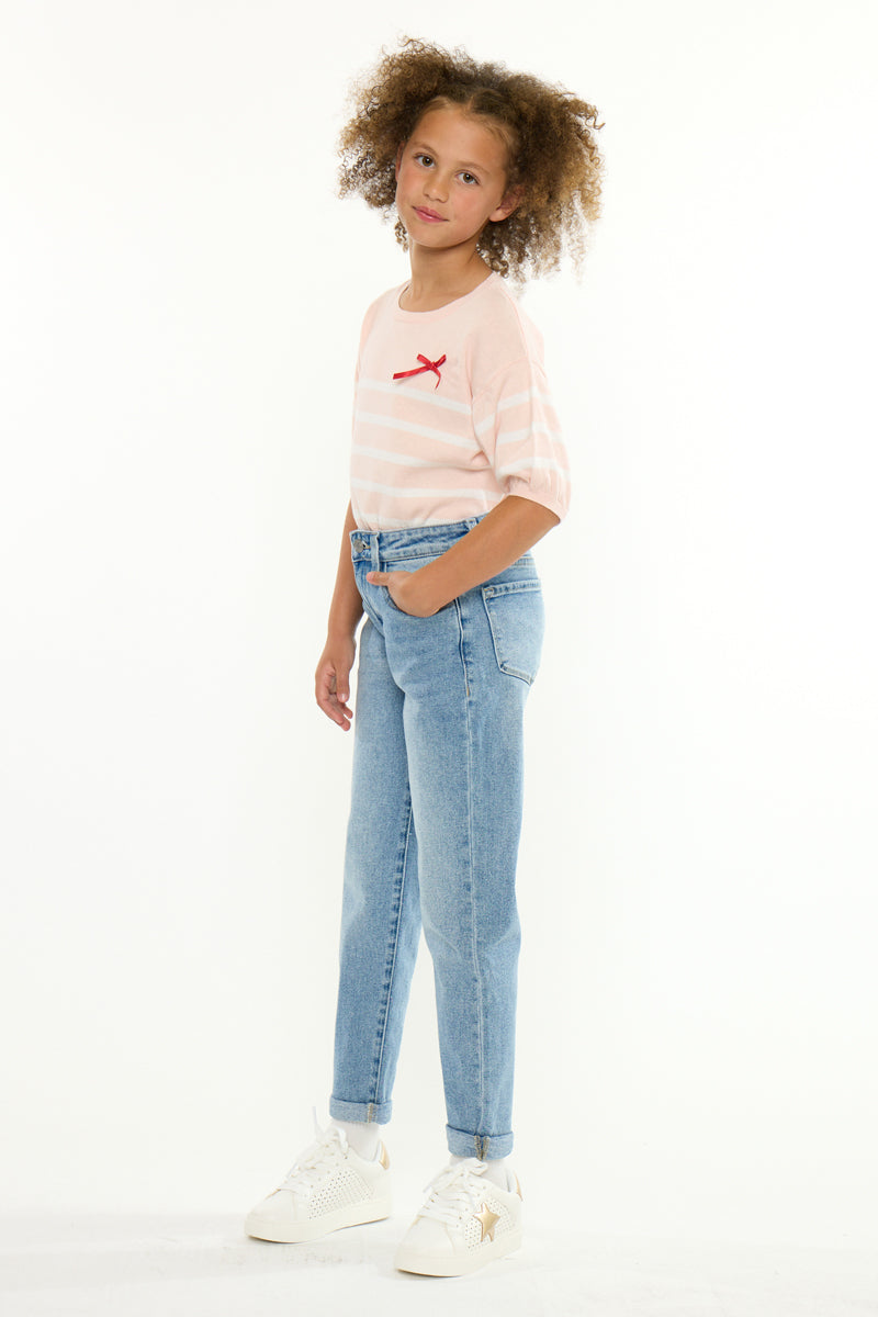 Halo Kids Mini Mom Jeans – Relaxed Tapered Comfort Stretch - Official Kancan USA