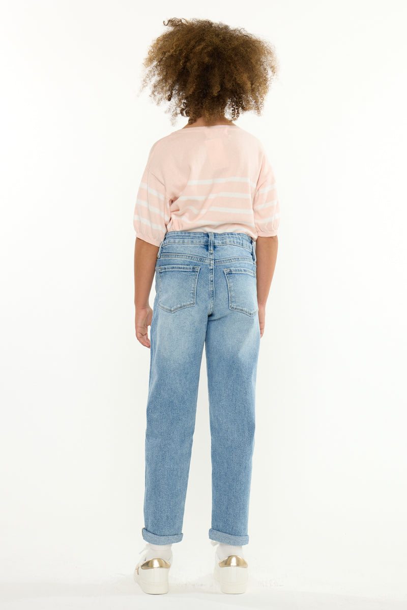 Halo Kids Mini Mom Jeans – Relaxed Tapered Comfort Stretch - Official Kancan USA