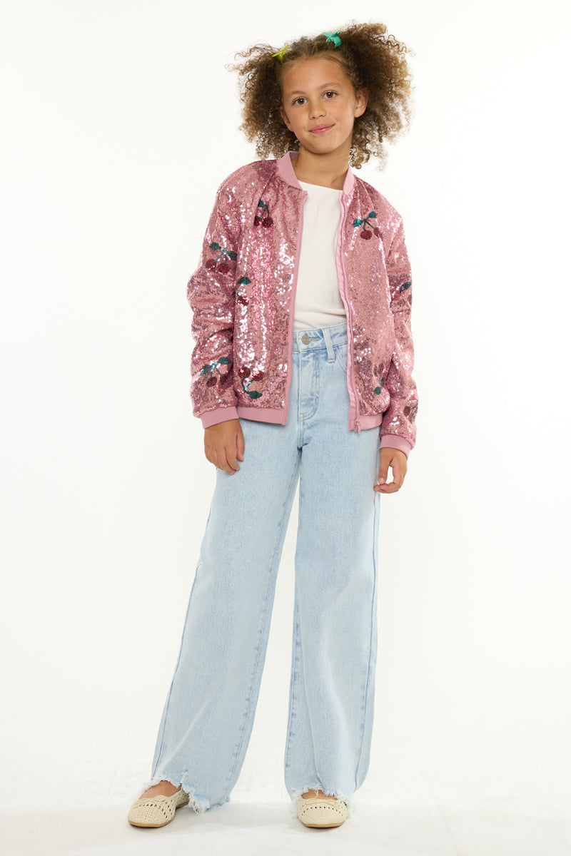 Zendaya High Rise Kids Wide Leg Pants with Frayed Hem - Official Kancan USA