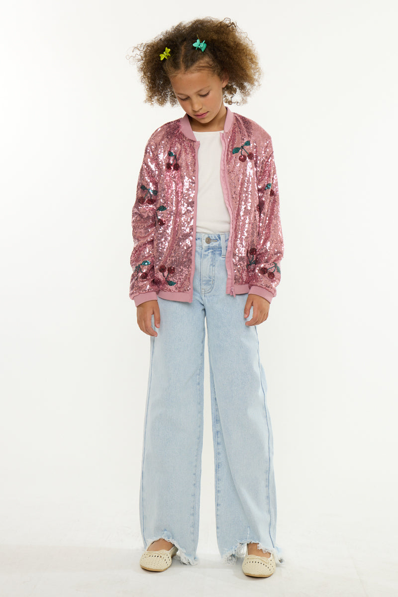 Zendaya High Rise Kids Wide Leg Pants with Frayed Hem - Official Kancan USA