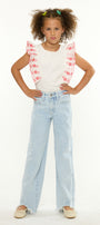 Zendaya High Rise Kids Wide Leg Pants with Frayed Hem - Official Kancan USA