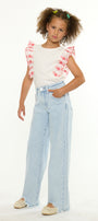 Zendaya High Rise Kids Wide Leg Pants with Frayed Hem - Official Kancan USA