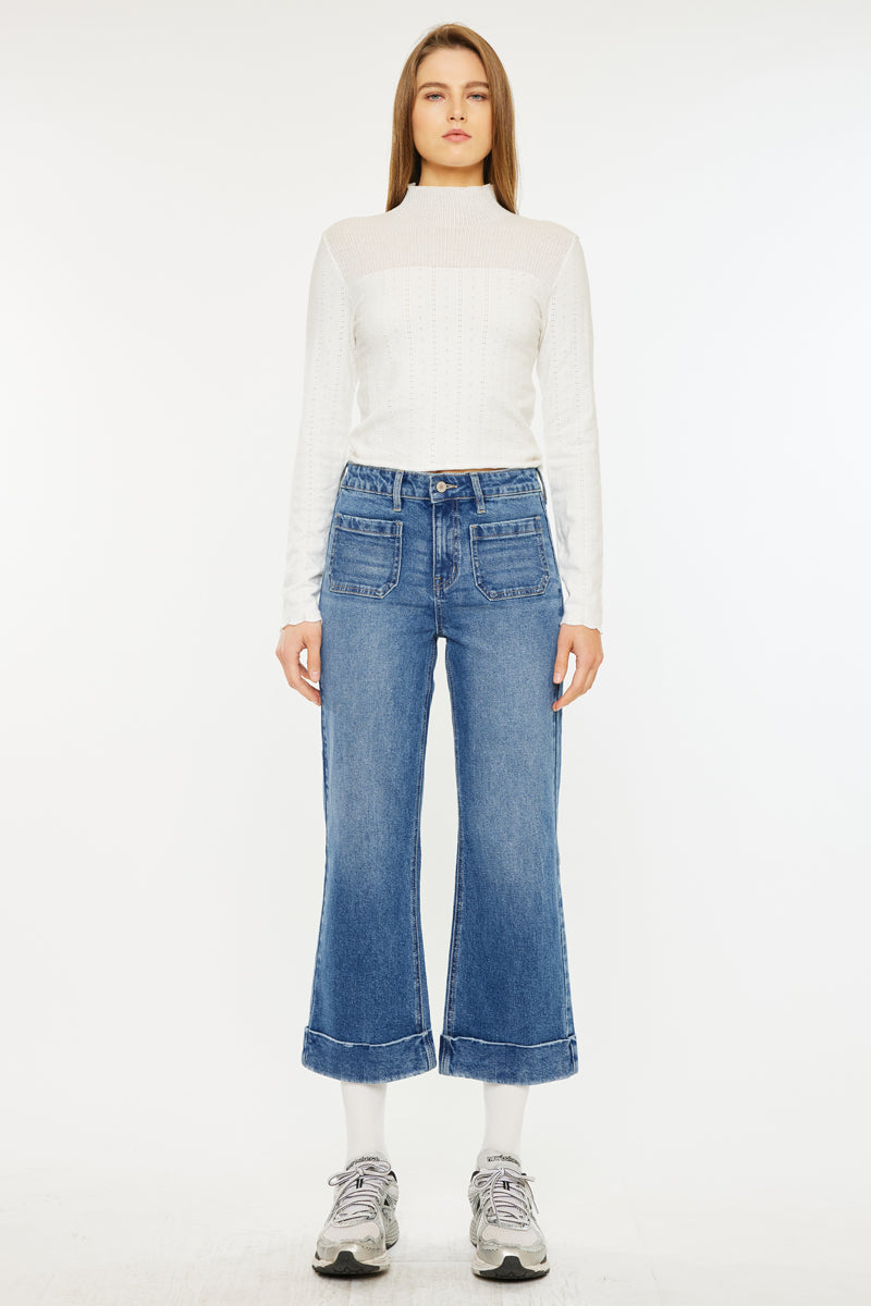Angelina High Rise Cropped Flare Jeans - Official Kancan USA