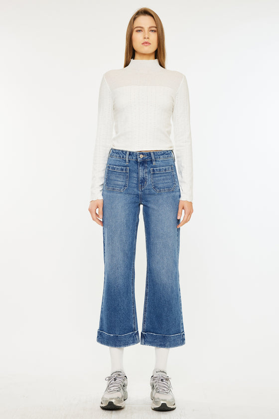 Angelina High Rise Cropped Flare Jeans - Official Kancan USA