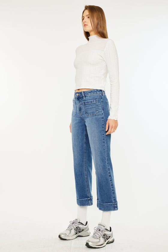 Angelina High Rise Cropped Flare Jeans - Official Kancan USA