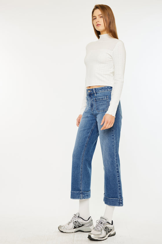 Angelina High Rise Cropped Flare Jeans - Official Kancan USA