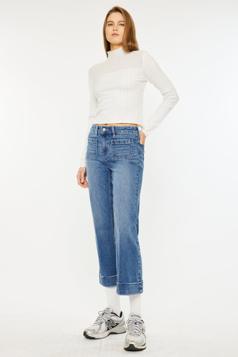 Angelina High Rise Cropped Flare Jeans - Official Kancan USA