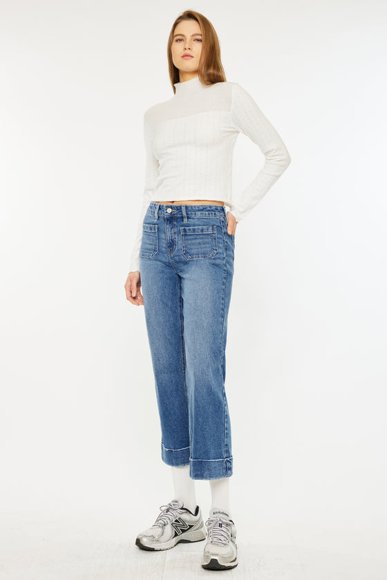 Angelina High Rise Cropped Flare Jeans - Official Kancan USA