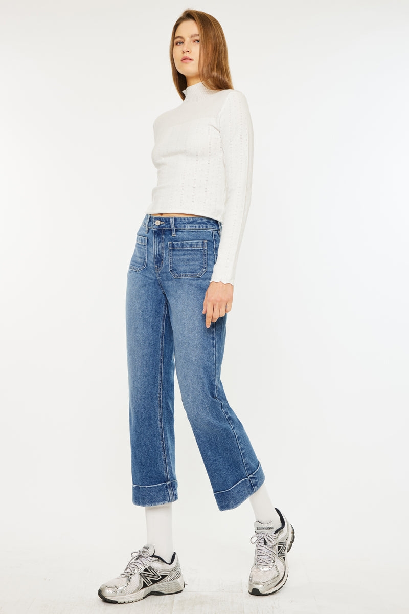 Angelina High Rise Cropped Flare Jeans - Official Kancan USA