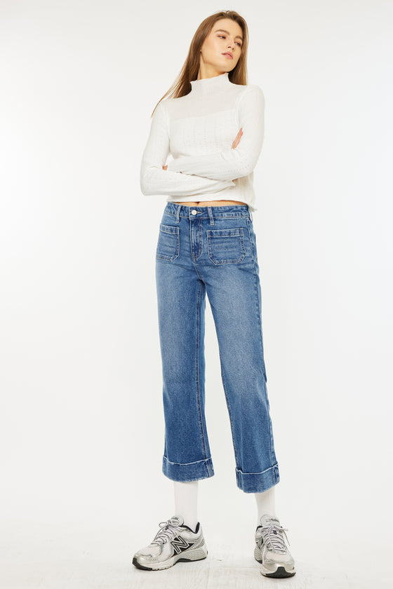 Angelina High Rise Cropped Flare Jeans - Official Kancan USA