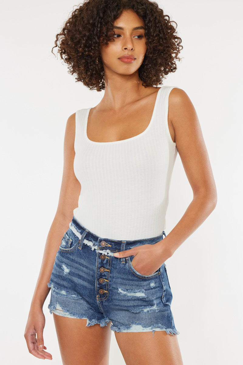 Kancan Aura Ultra High Rise Shorts Dark Wash 29