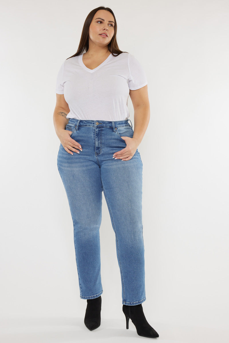 high waisted straight leg jeans plus size