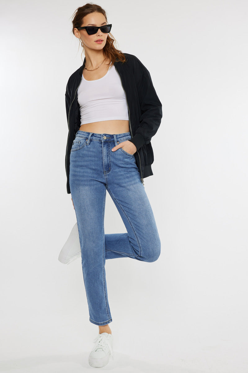 Adaline High Rise Slim Straight Jeans - Official Kancan USA