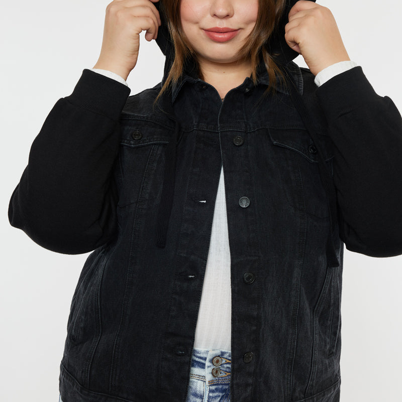 Tori Hooded Boyfriend Denim Jacket (Plus Size) - Official Kancan USA