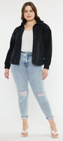 Tori Hooded Boyfriend Denim Jacket (Plus Size) - Official Kancan USA