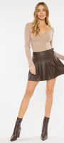 Milicent Mid Rise Faux Leather Skirt - Official Kancan USA