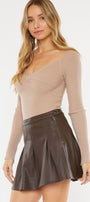 Milicent Mid Rise Faux Leather Skirt - Official Kancan USA