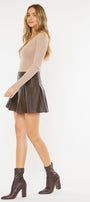 Milicent Mid Rise Faux Leather Skirt - Official Kancan USA