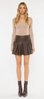 Milicent Mid Rise Faux Leather Skirt - Official Kancan USA