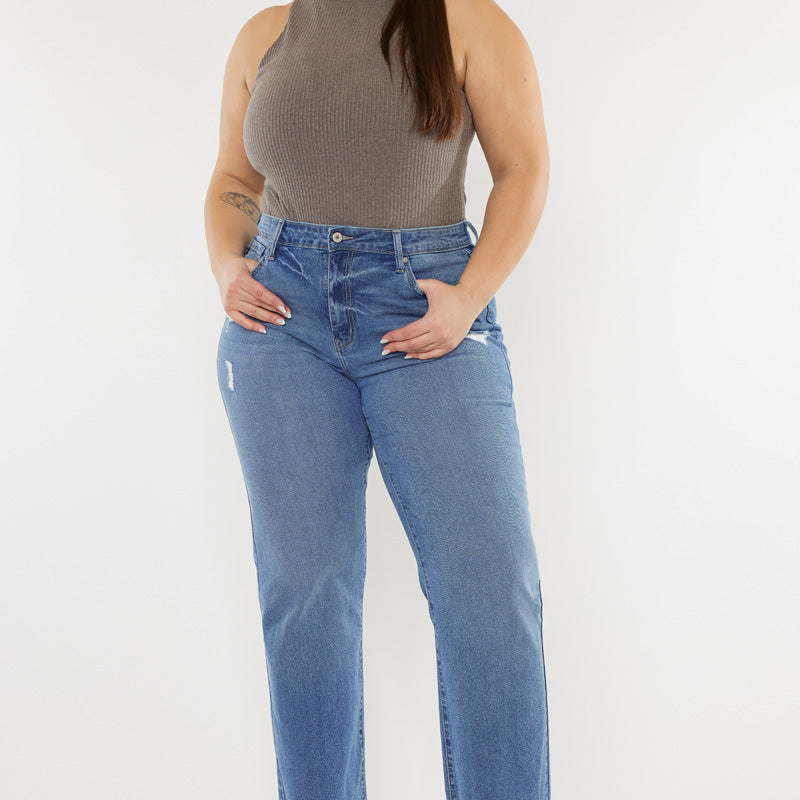 Cassiel High Rise Slim Wide Leg Jeans (Plus Size) - Official Kancan USA