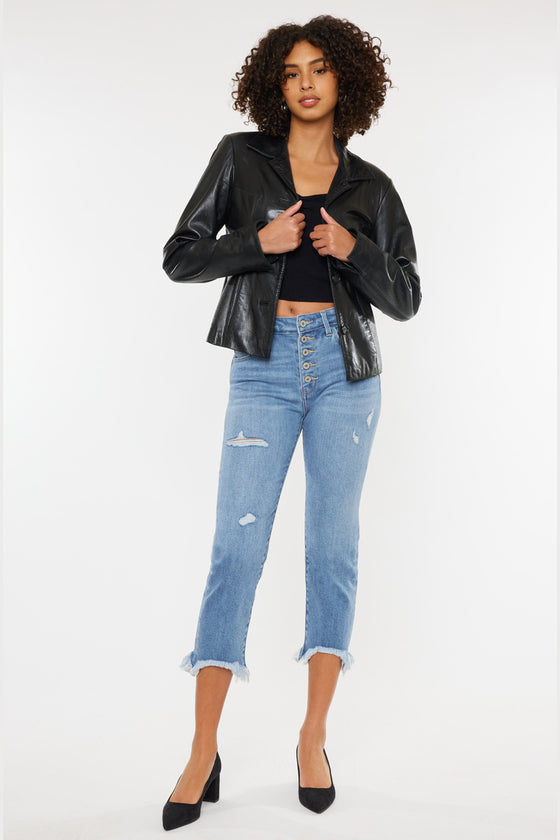 Zuzanna High Rise Crop Straight Leg Jeans - Official Kancan USA