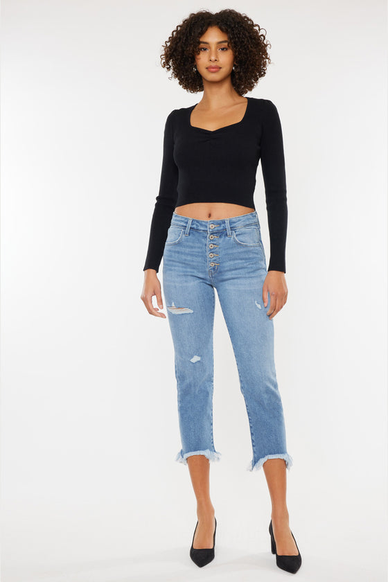 Zuzanna High Rise Crop Straight Leg Jeans - Official Kancan USA