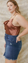 Lucy High Rise Fringed Hem Mini Skirt - Plus - Official Kancan USA