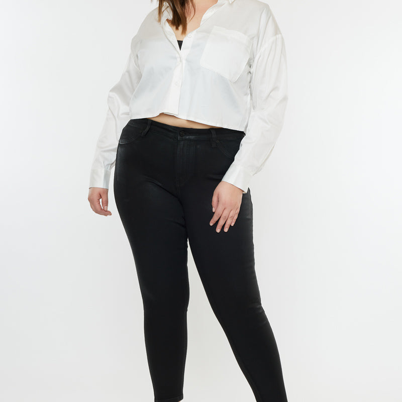 Teresa High Rise Coated Super Skinny Jeans - Plus - Official Kancan USA