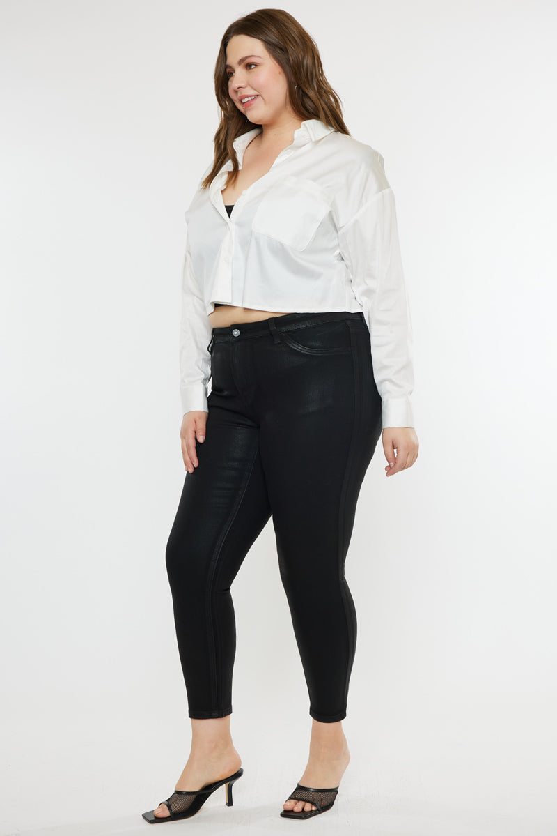 Teresa High Rise Coated Super Skinny Jeans - Plus - Official Kancan USA