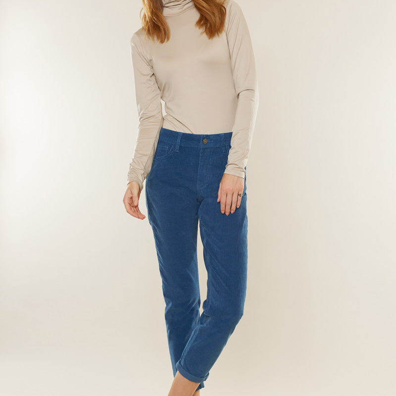Leah High Rise Mom Fit Corduroy Pants - Official Kancan USA