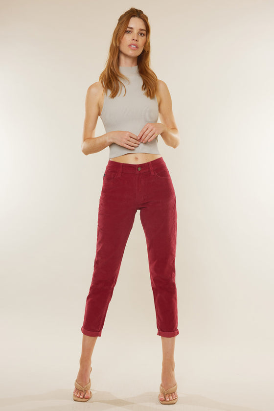 Leah High Rise Mom Fit Corduroy Pants - Official Kancan USA