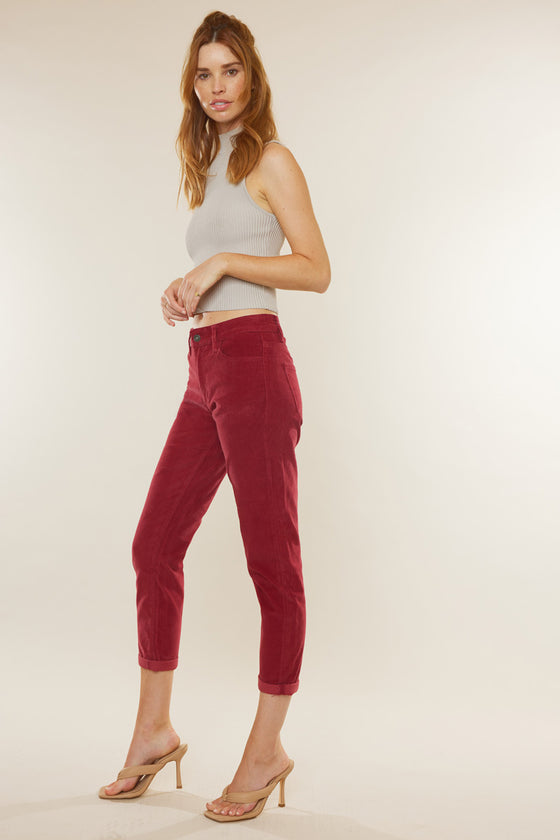 Leah High Rise Mom Fit Corduroy Pants - Official Kancan USA