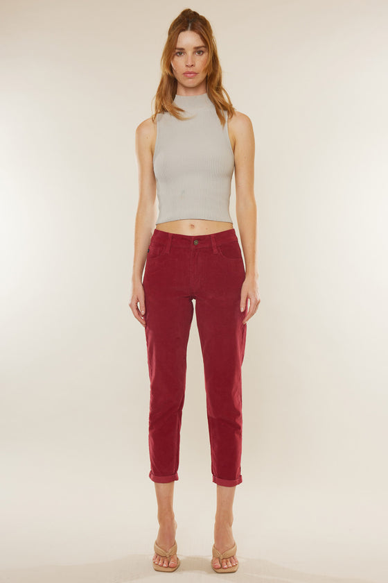 Leah High Rise Mom Fit Corduroy Pants - Official Kancan USA